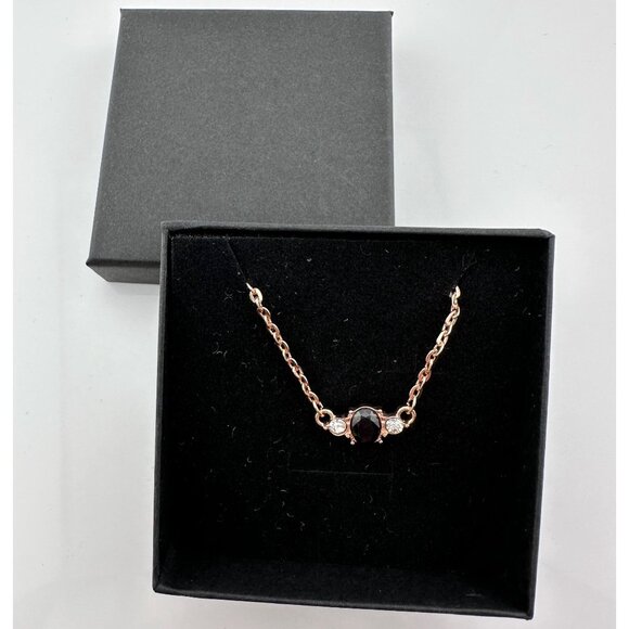 Pretty Oval Sapphire and Crystal Necklace with Rose Gold Overlay - Picture 8 of 8